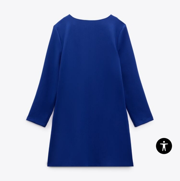 NWT WOMENS BLUE ZARA MINI DRESS WITH SILVER SHOULDER BUTTONS SIZS XS..RUNS BIG - Picture 7 of 10